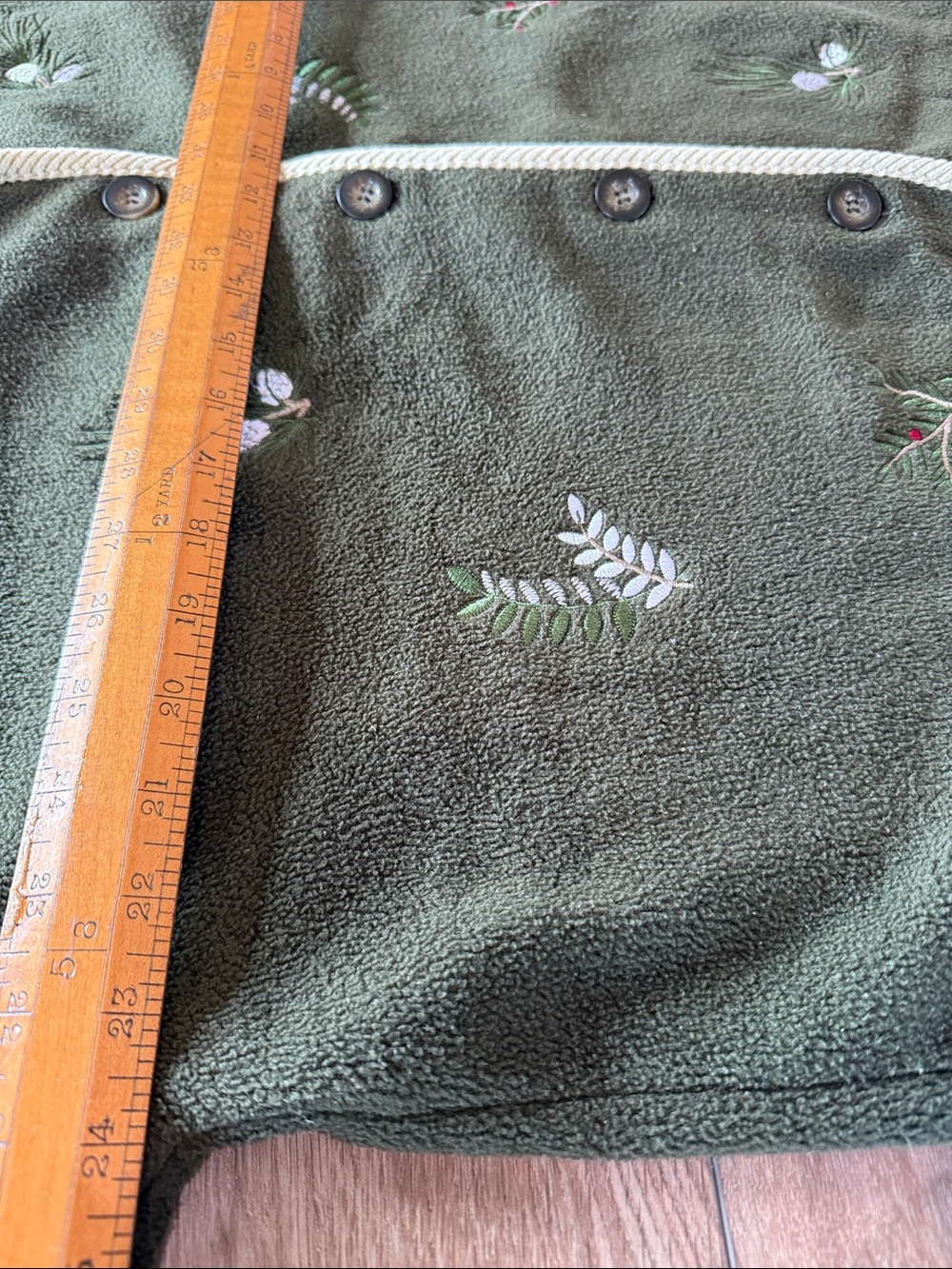 Embroidered Olive Green Women's Fleece Cardigan Sweater Fall Winter Christmas - Picture 9 of 9